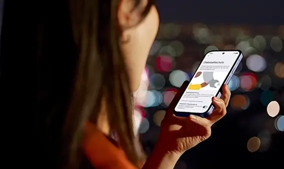 Over the shoulder view of Google Pixel 9a screen